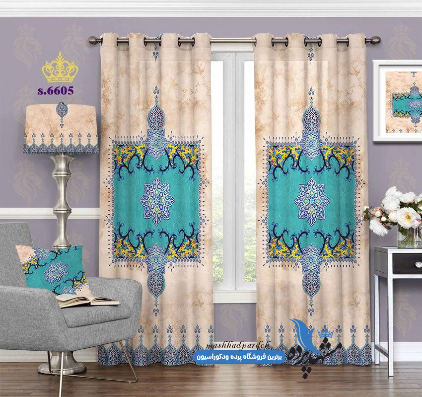 punch-eslimi-6605 پرده پانچ طرح اسلیمی کد 6605