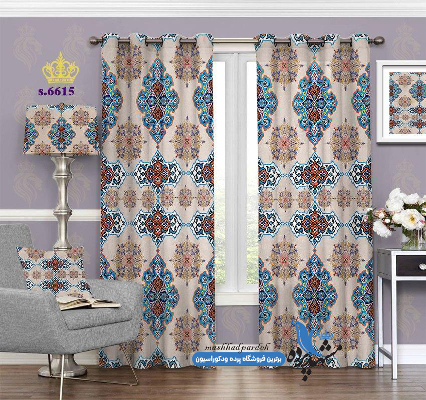 punch-eslimi-6615 پرده پانچ طرح اسلیمی کد 6615