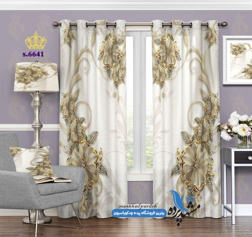 punch-gol-3d-s-6641 پرده پانچ طرح گل سه بعدی کد s-6641