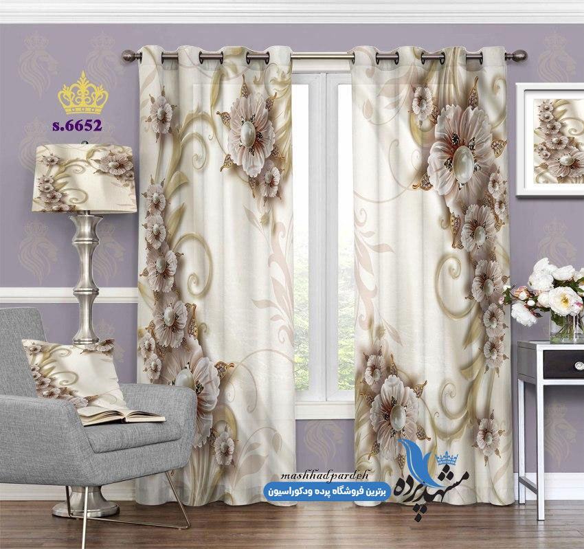punch-gol-3d-s6652 پرده پانچ طرح گل سه بعدی کد s-6652