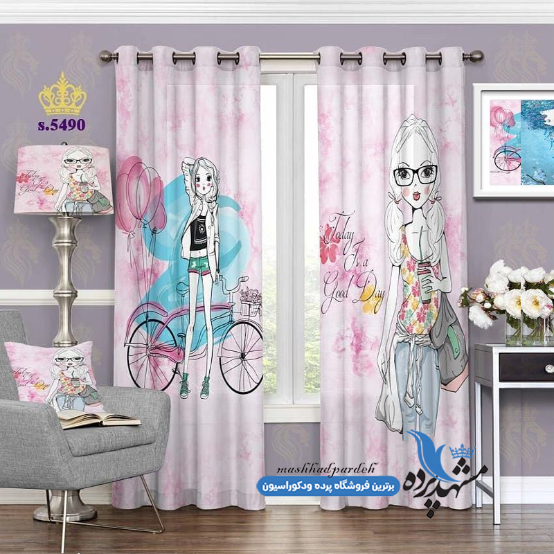 punch-girl-s-5490 پرده پانچ دخترانه طرح ورزشی گل کد s-5490