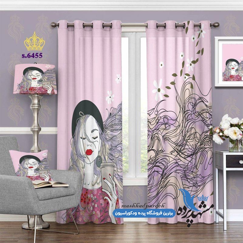 punch-girl-s-6455 پرده پانچ دخترانه طرح اتاق خواب کد s-6455