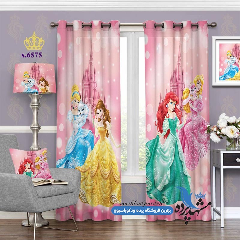 punch-girl-s-6575 پرده پانچ دخترانه طرح کارتونی کاری کد s-6575