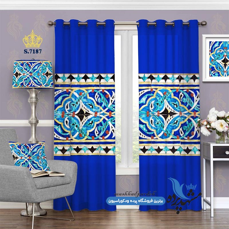punch-paziraii-s-7187 پرده پانچ پذیرایی طرح کاشی کاری کد s-7187
