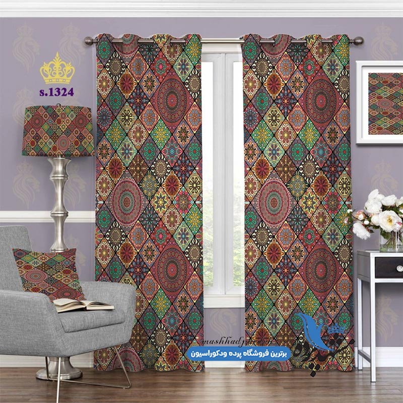 punch-eslimi-s-1324 پرده پانچ اسلیمی طرح چهل تیکه کد s-1324
