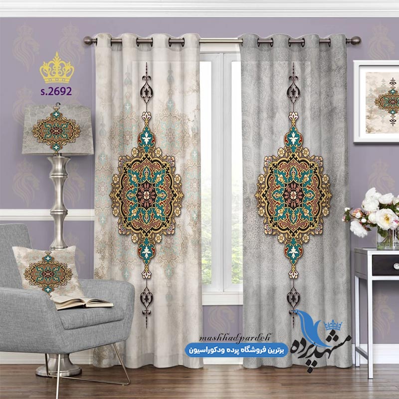 punch-eslimi-s-2692 پرده پانچ اسلیمی طرح کاشی کاری اسلامی کد s-2692