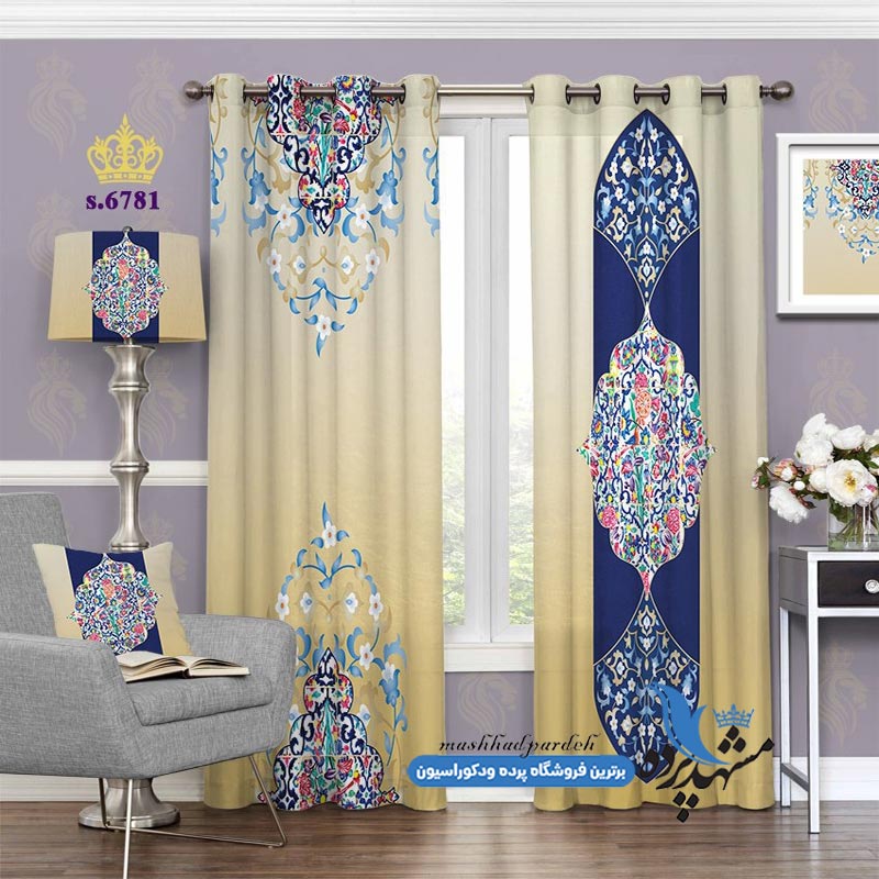 punch-eslimi-s-6781 پرده پانچ اسلیمی طرح پیچک کد s-6781
