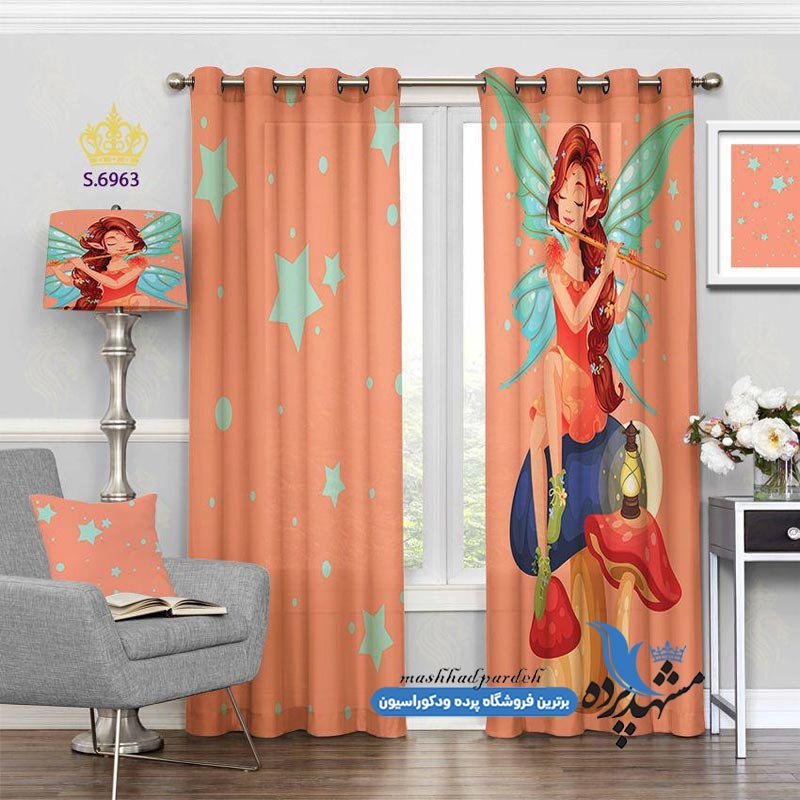 punch-girl-s-6963 پرده پانچ دخترانه طرح پری جنگل کد s-6963
