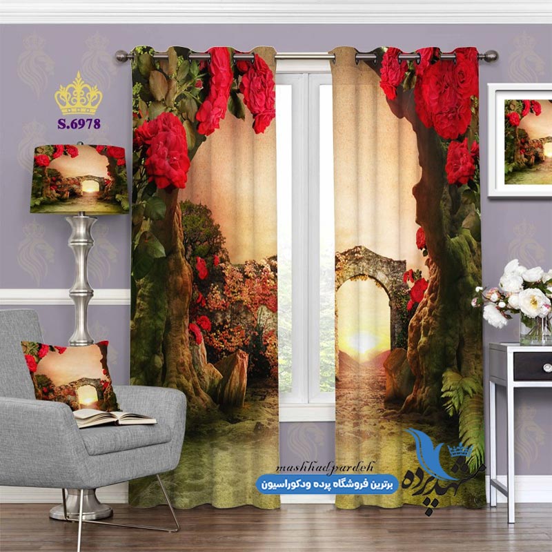 punch-manzareh-s-6978 پرده پانچ منظره طرح باغسرا کد s-6978