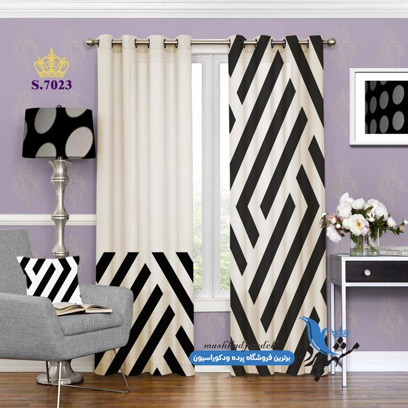 punch-modern-s-7023 پرده پانچ مدرن طرح خطوط مشکی کد s-7023