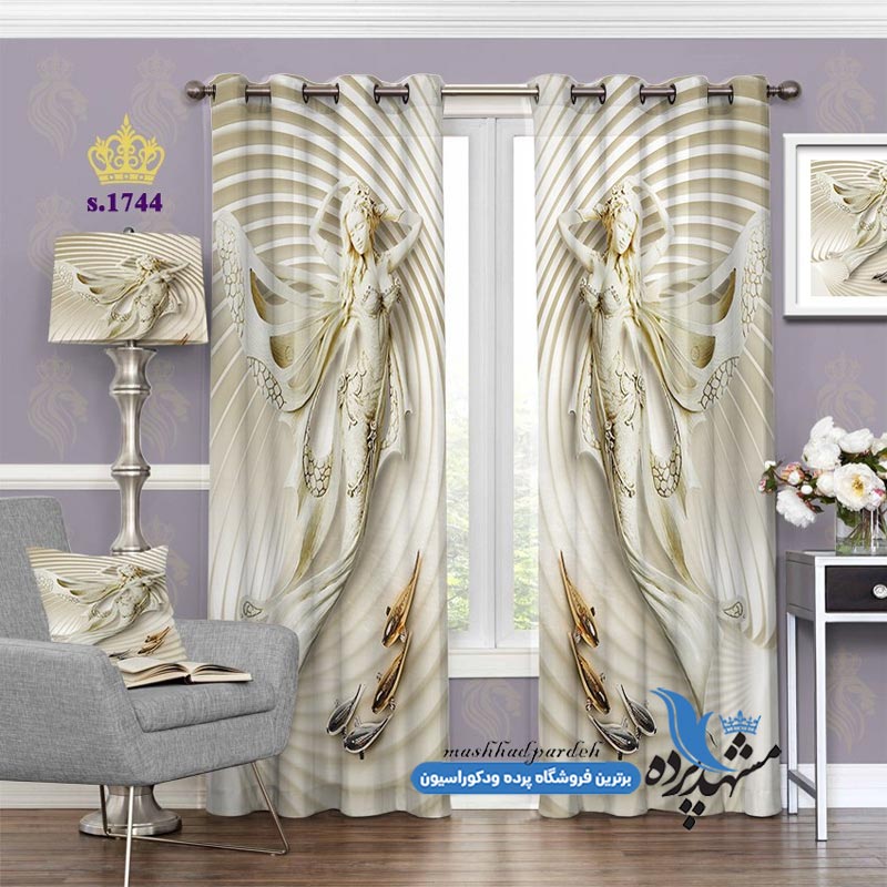 punch-paziraii-s-1744 پرده پانچ پذیرایی طرح مجسمه فرشته کد s-1744
