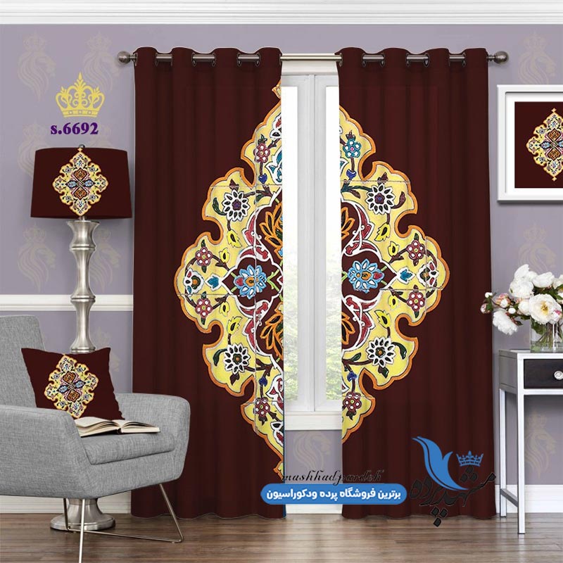 punch-paziraii-s-6692 پرده پانچ پذیرایی طرح کاشی کاری شمسه کد s-6692