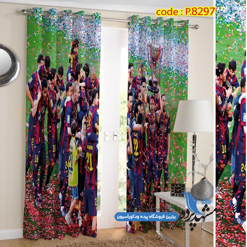 punch-varzeshi-s-8297 پرده پانچ ورزشی طرح تیم بارسلونا s-8297