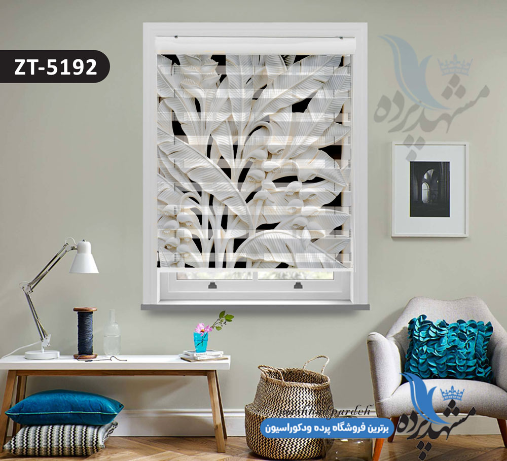پرده زبرا تصویری چاپی طرح گلهای مصنوعی کد ZT5192 پرده زبرا تصویری چاپی طرح گلهای مصنوعی کد ZT5192
