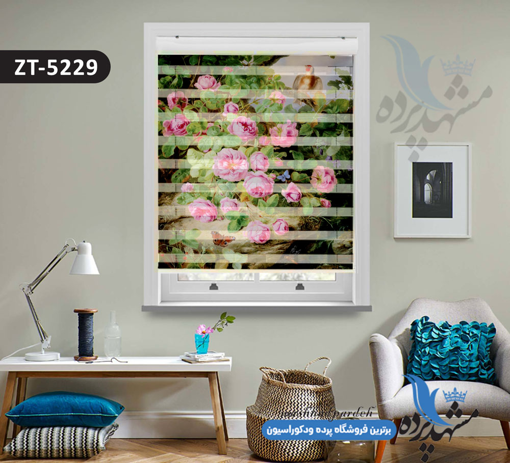 پرده زبرا تصویری چاپی طرح نقاشی گلهای رُز کد ZT5229 پرده زبرا تصویری چاپی طرح نقاشی گلهای رُز کد ZT5229