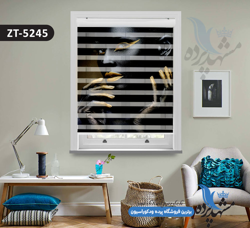 پرده زبرا تصویری چاپی طرح نقاشی چهره زن کد ZT5245 پرده زبرا تصویری چاپی طرح نقاشی چهره زن کد ZT5245