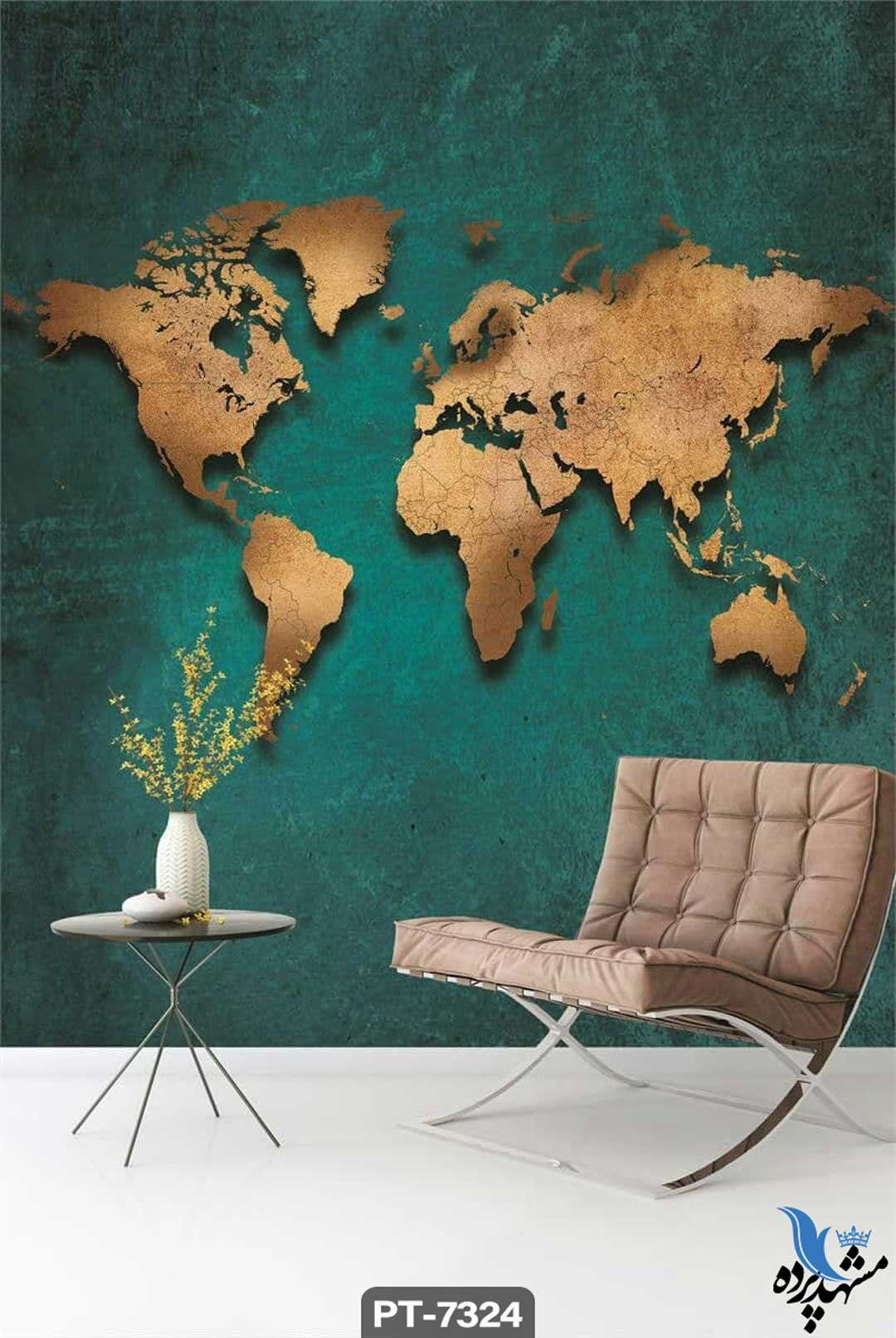 map-pt-7324 پوستر دیواری طرح نقشه جهان کد PT-7324