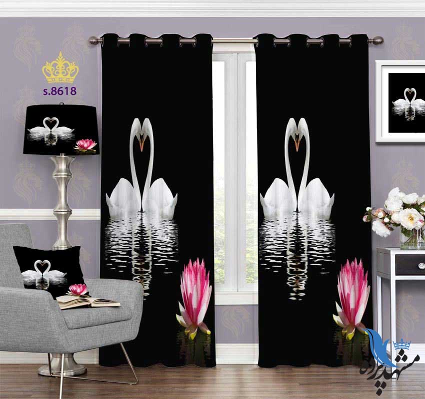 punch-curtain-animal-s-8618 پرده پانچ طرح مرغابی در شب کد S8618