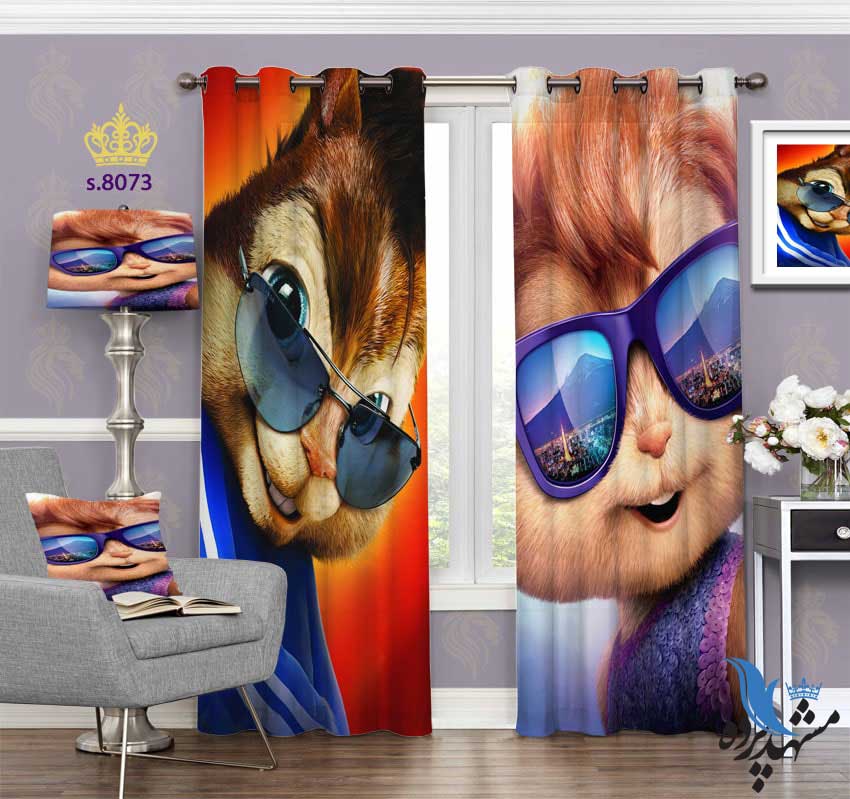 punch-curtain-child-s-8073 پرده پانچ کودک طرح کارتون آلوین کد S8073