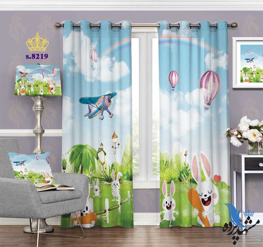 punch-curtain-child-s-8219 پرده پانچ کودک طرح خرگوش هویچ به دست کد S8219