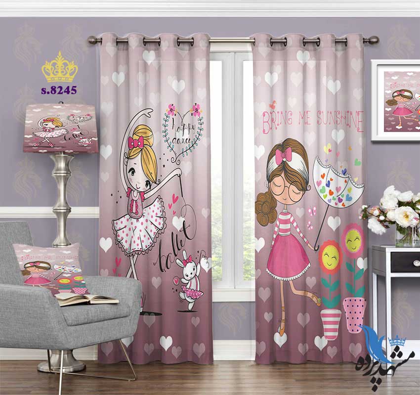 punch-curtain-child-s-8245 پرده پانچ دخترانه طرح دختران رقصان کد S8245