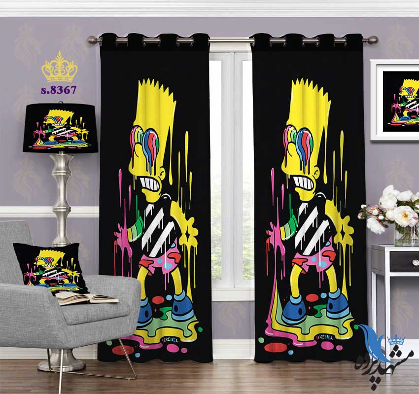 punch-curtain-child-s-8367 پرده پانچ کودک طرح کارتون سیمپسون ها کد S8367