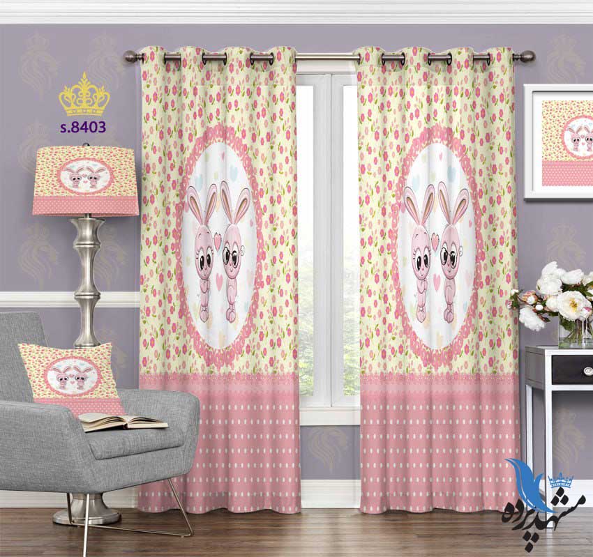 punch-curtain-child-s-8403 پرده پانچ کودک طرح خرگوش های عاشق کد S8403