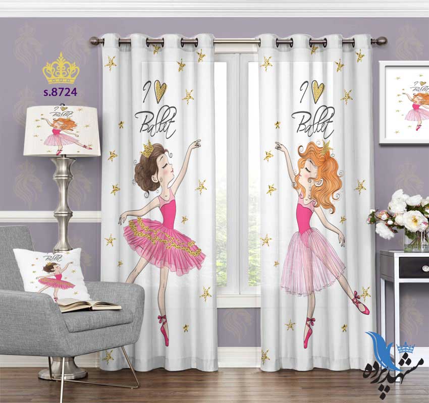 punch-curtain-child-s-8724 پرده پانچ دخترانه طرح دختران رقصان کد S8724