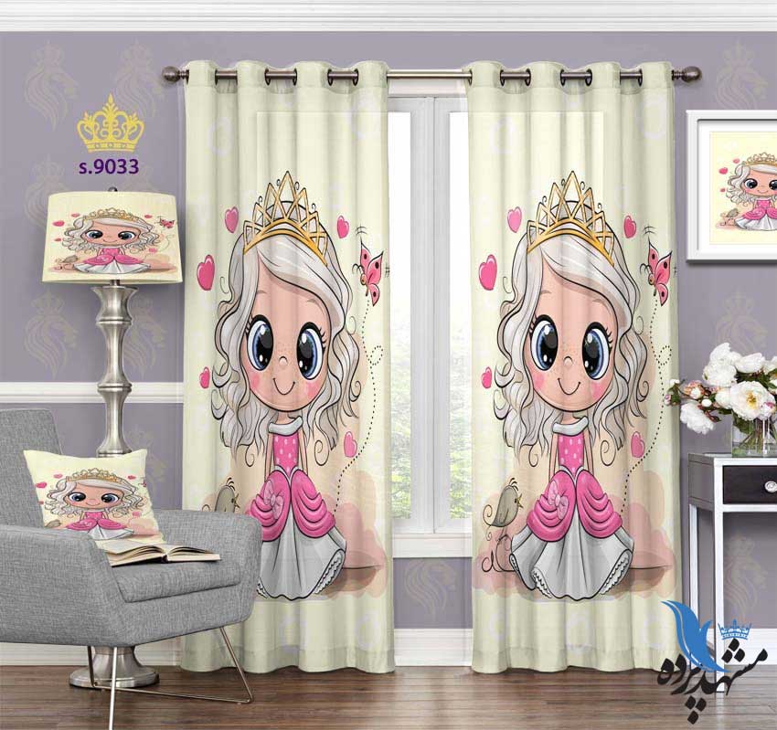 punch-curtain-child-s-9033 پرده پانچ کودک طرح دختر خندان کد S9033