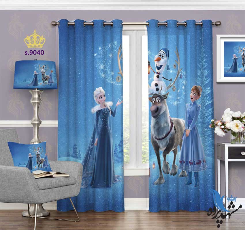 punch-curtain-child-s-9040 پرده پانچ کودک طرح کارتون یخزده کد S9040
