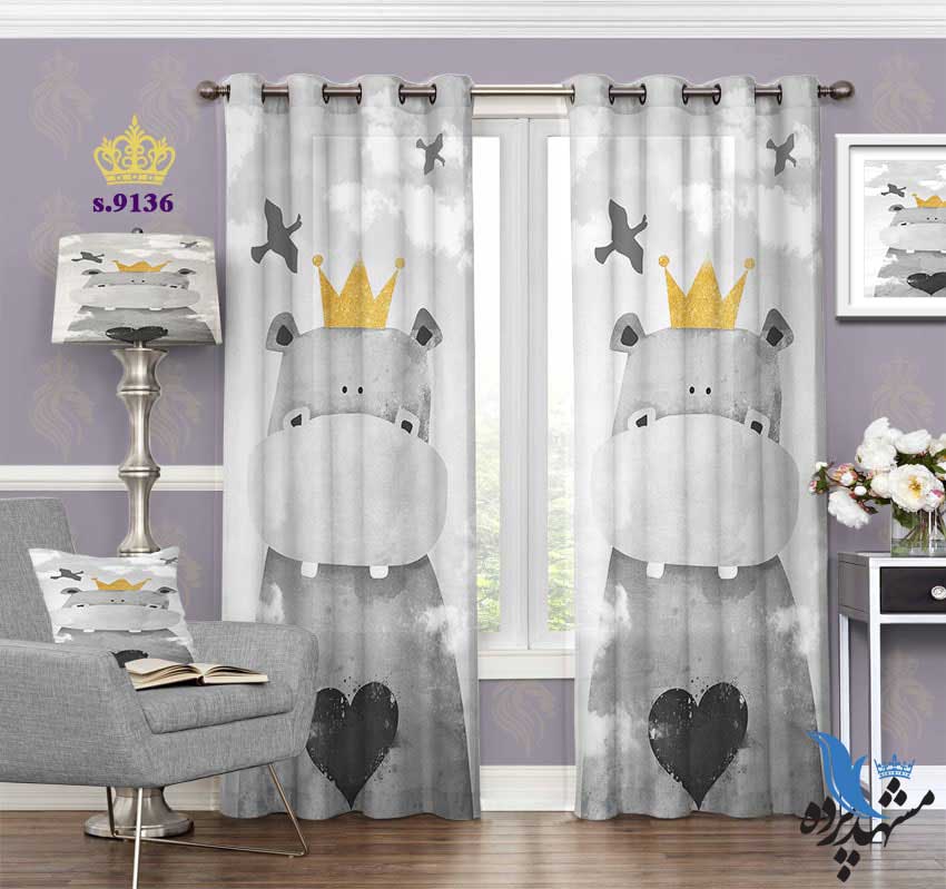 punch-curtain-child-s-9136 پرده پانچ کودک طرح گاو فانتزی کد S9136