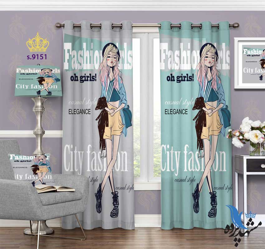 punch-curtain-child-s-9151 پرده پانچ دخترانه طرح دختر فشن کد S9151