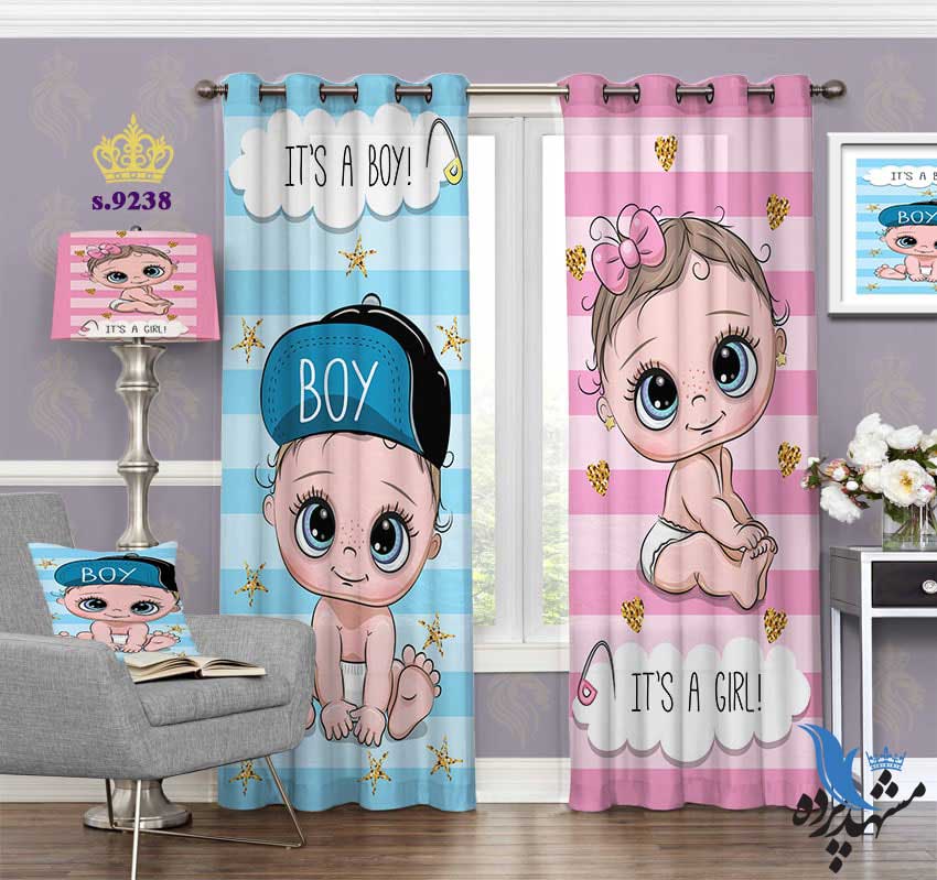 punch-curtain-child-s-9238 پرده پانچ کودک طرح نوزادان دختر و پسر کد S9238