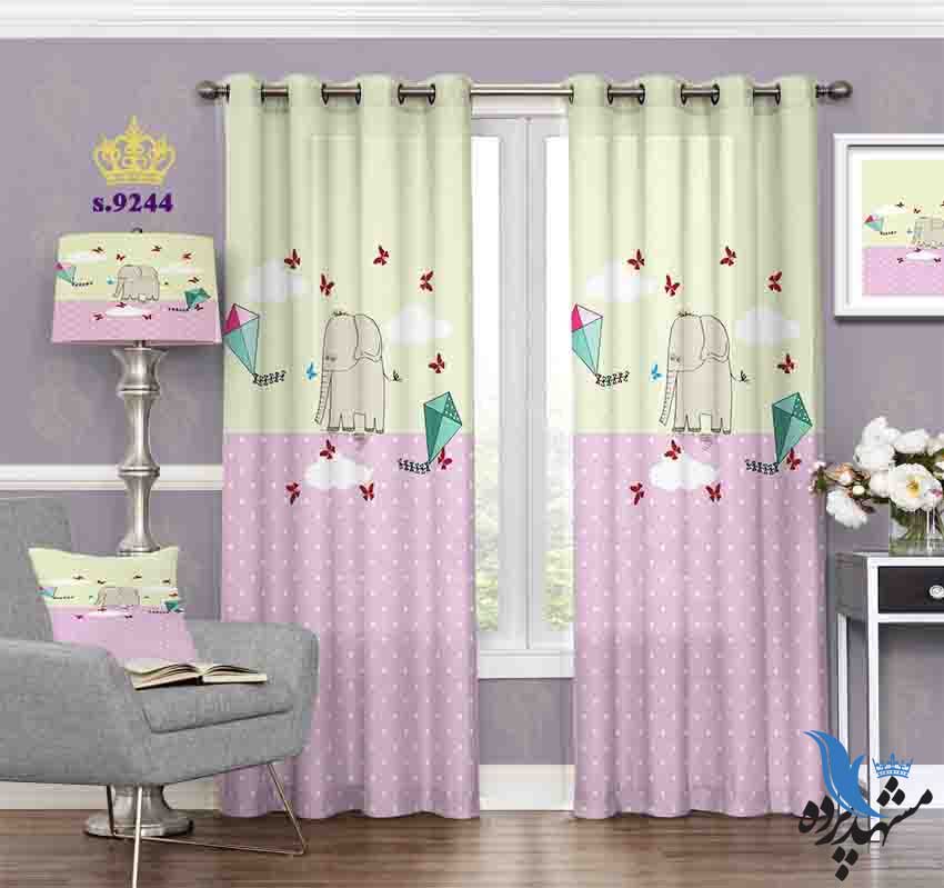 punch-curtain-child-s-9244 پرده پانچ کودک طرح فیل و بادبادک کد S9244