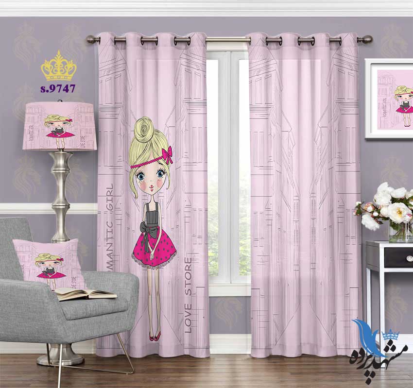 punch-curtain-child-s-9747 پرده پانچ دخترانه طرح دختر دامن پوش کد S9747