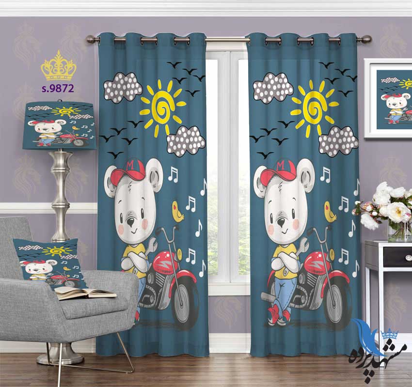 punch-curtain-child-s-9872 پرده پانچ کودک طرح کوآلای موتور سوار کد S9872