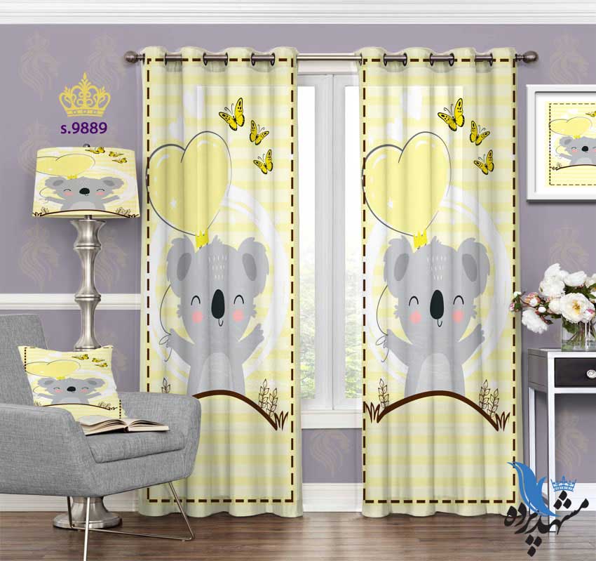 punch-curtain-child-s-9889 پرده پانچ کودک طرح کوآلا و بادکنک کد S9889