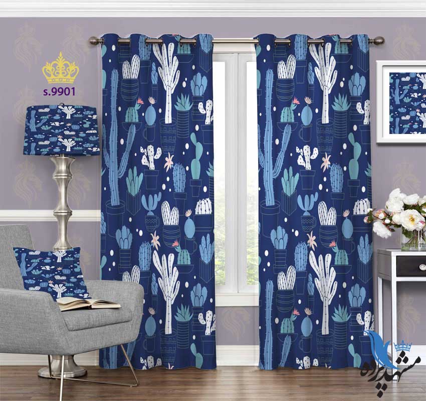 punch-curtain-child-s-9901 پرده پانچ کودک طرح کاکتوس های کوچک کد S9901