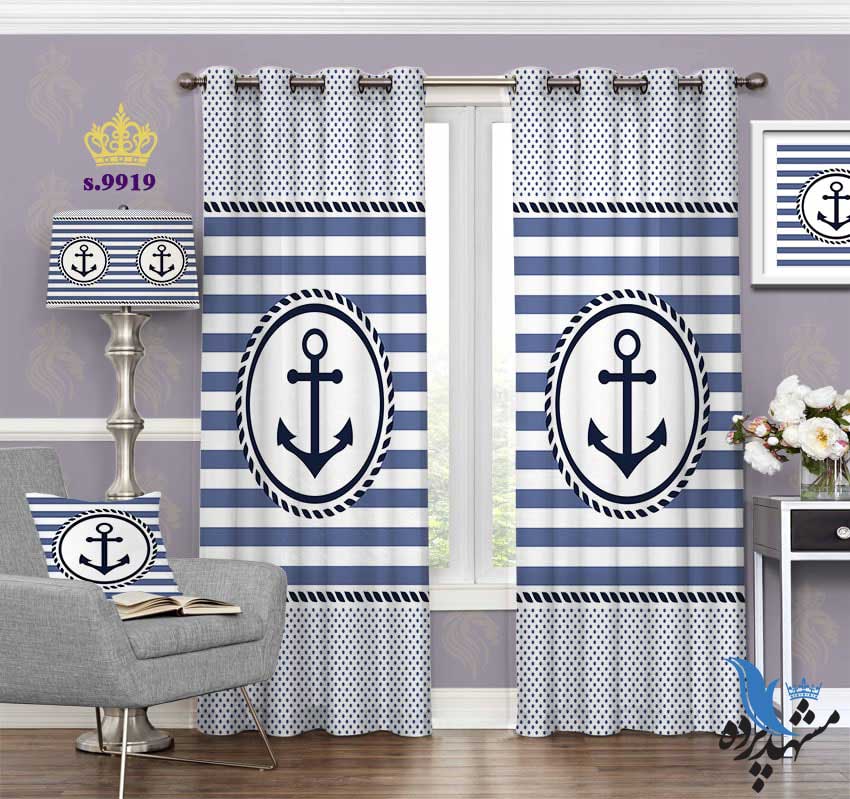 punch-curtain-child-s-9919 پرده پانچ کودک طرح لنگر کشتی فانتزی کد S9919