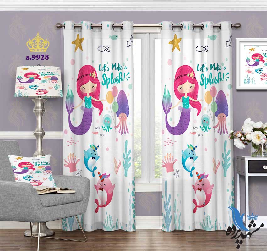 punch-curtain-child-s-9928 پرده پانچ کودک طرح پری دریایی کد S9928