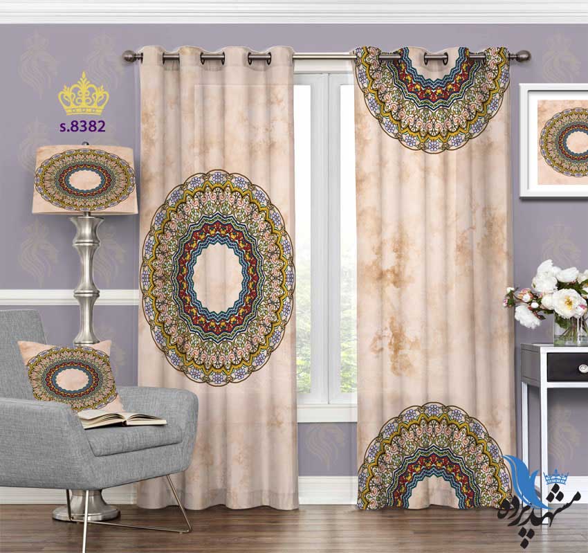 punch-curtain-eslimi-s-8382 پرده پانچ اسلیمی طرح شمسه کد S8382
