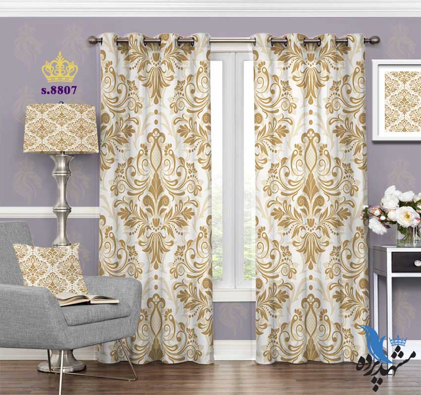 punch-curtain-eslimi-s-8807 پرده پانچ اسلیمی طرح بته جقه کد S8807