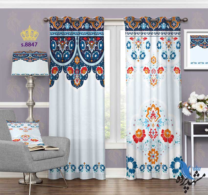 punch-curtain-eslimi-s-8847 پرده پانچ اسلیمی طرح گل کد S8847