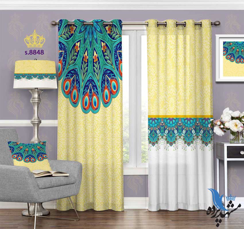 punch-curtain-eslimi-s-8848 پرده پانچ اسلیمی طرح پر طاووس کد S8848