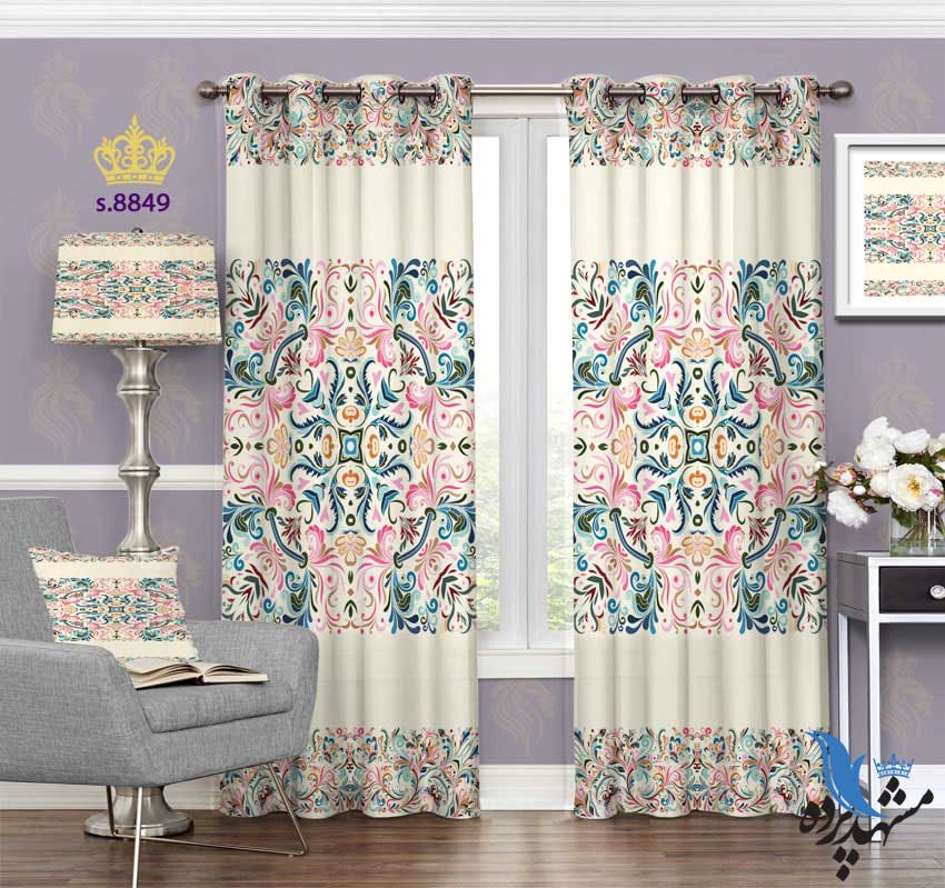punch-curtain-eslimi-s-8849 پرده پانچ اسلیمی طرح بته جقه کد S8849