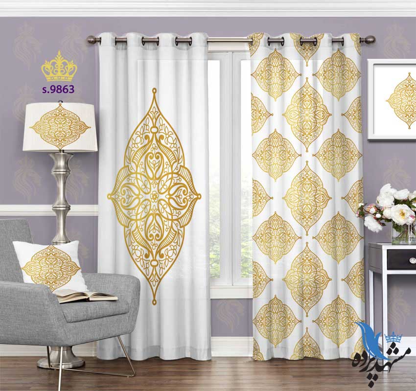 punch-curtain-eslimi-s-9863 پرده پانچ اسلیمی طرح لوزی کد S9863