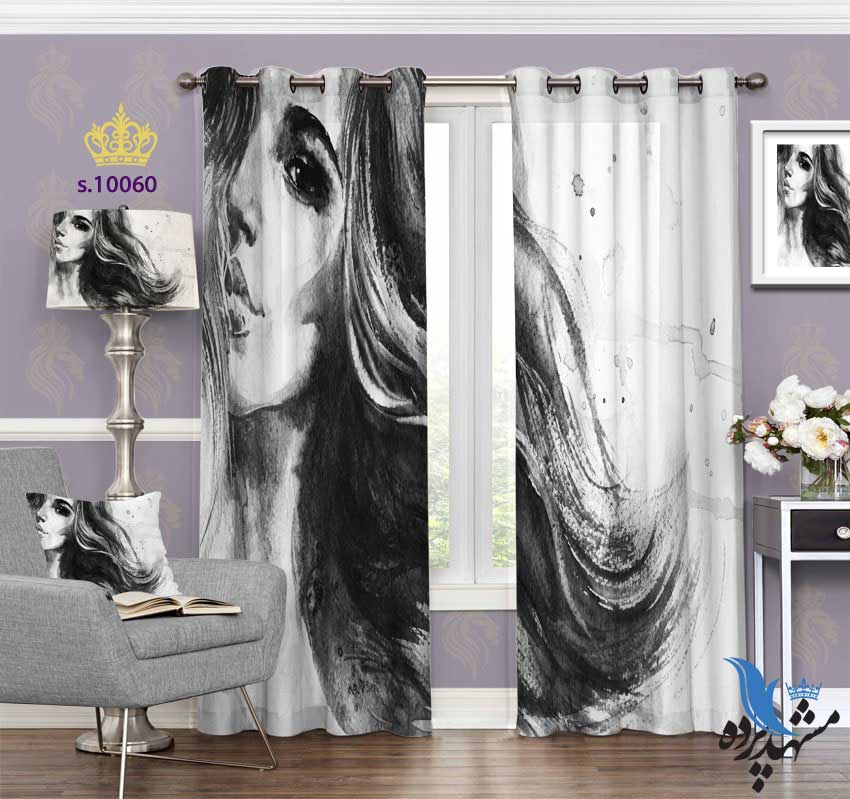 punch-curtain-face-s-10060 پرده پانچ چهره طرح نقاشی زن کد S10060