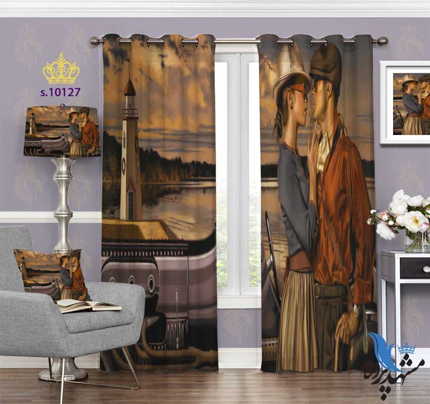 punch-curtain-face-s-10127 پرده پانچ چهره طرح عاشقانه دختر و پسر کد S10127