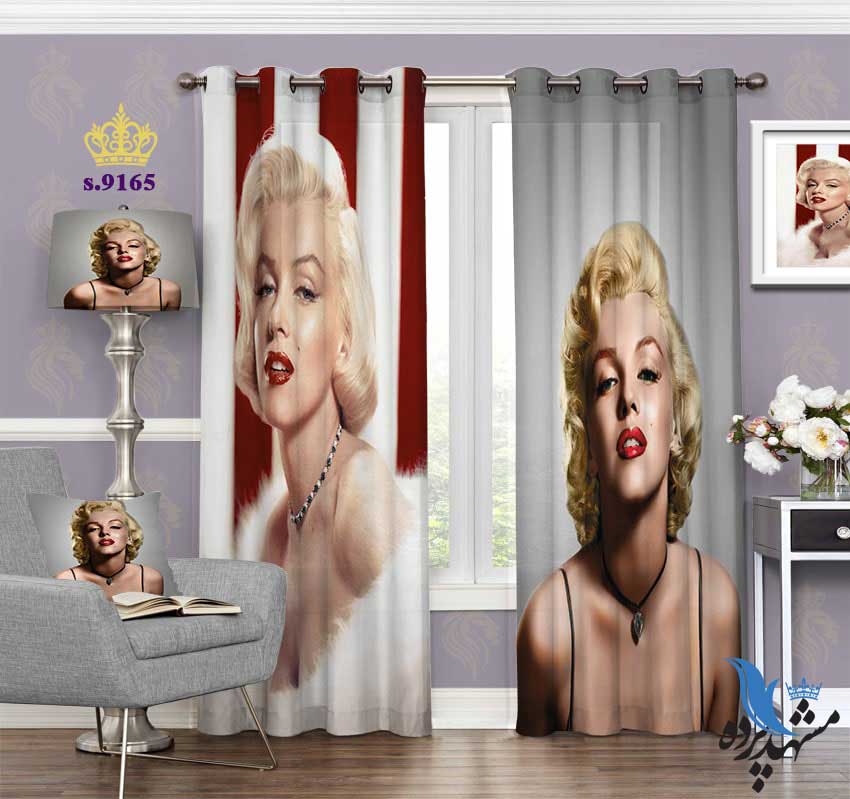 punch-curtain-face-s-9165 پرده پانچ چهره طرح مرلین مونرو کد S9165