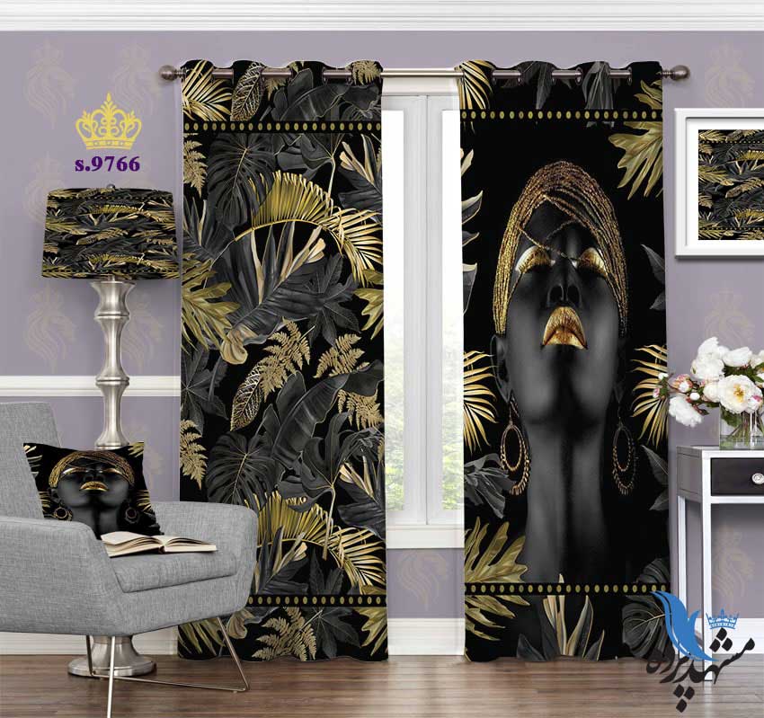punch-curtain-face-s-9766 پرده پانچ چهره طرح زن سیاهپوست کد S9766